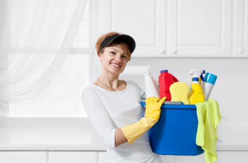 Professional carpet cleaner working in a Bayswater home with deep cleaning equipment