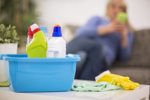 Professional cleaner maintaining shared office areas in Bayswater